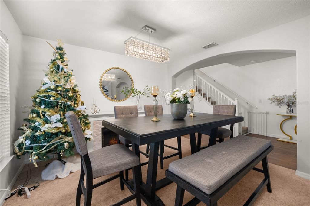 Chandelier, Dining room, Interior, Wood Texture Flooring