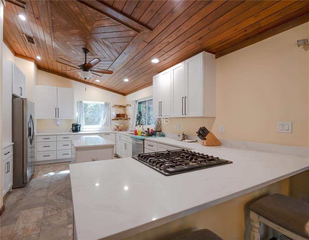 Interior, Kitchen, Recessed Lighting, Wooden Ceilings