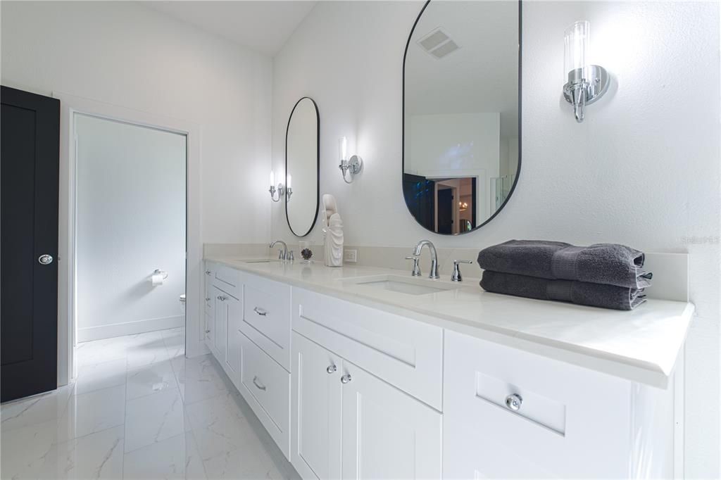 Bathroom, Dual Sink Vanities, Interior, Marble
