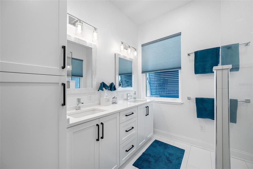 Bathroom, Dual Sink Vanities, Glass Shower, Interior