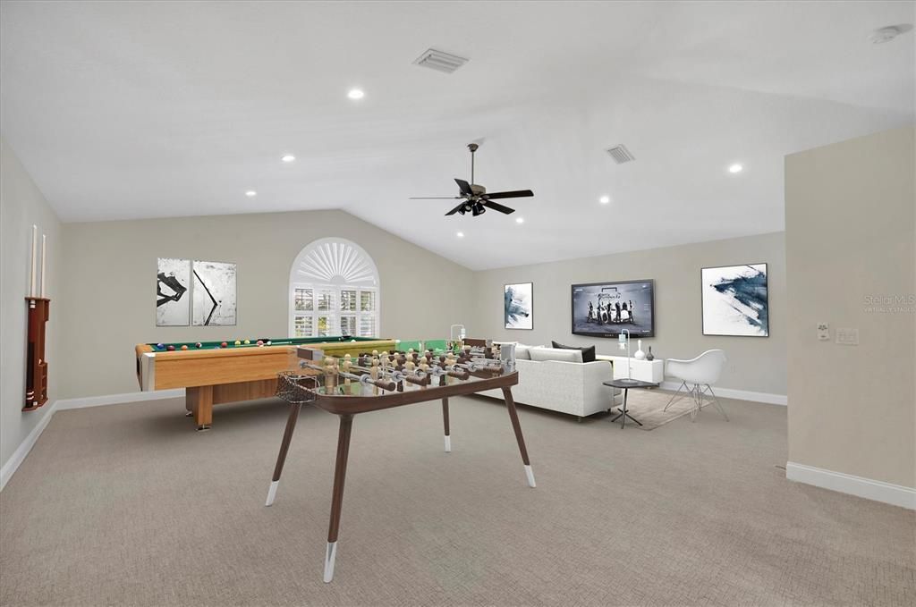 Billiard Table, Game Room, Interior, Living room, Recessed Lighting