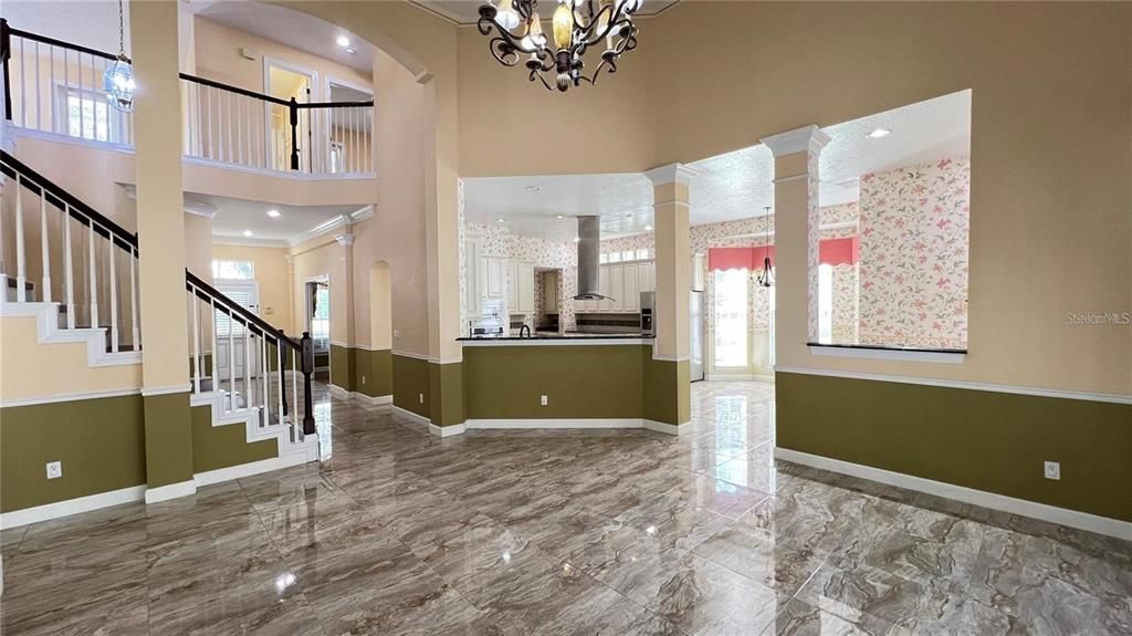 Chandelier, Interior, Marble, Recessed Lighting