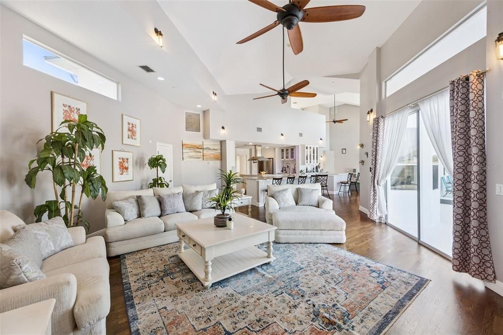 Interior, Kitchen, Living room, Pendant Lights, Recessed Lighting, Stainless Steel Appliances, Wood Texture Flooring