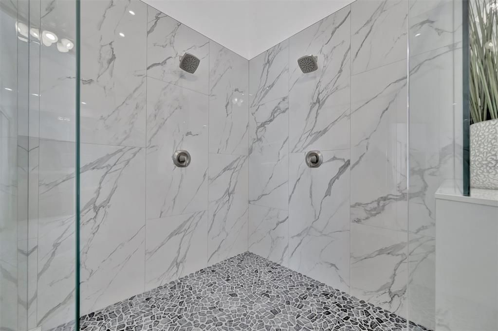 Bathroom, Glass Shower, Interior, Marble Walls