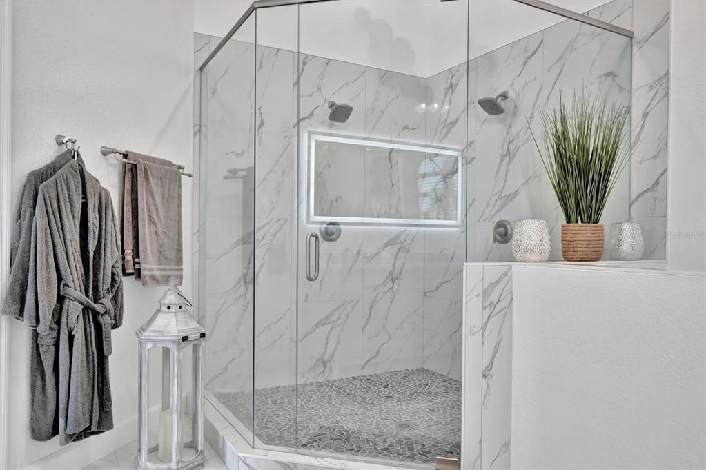 Bathroom, Glass Shower, Interior, Marble Walls