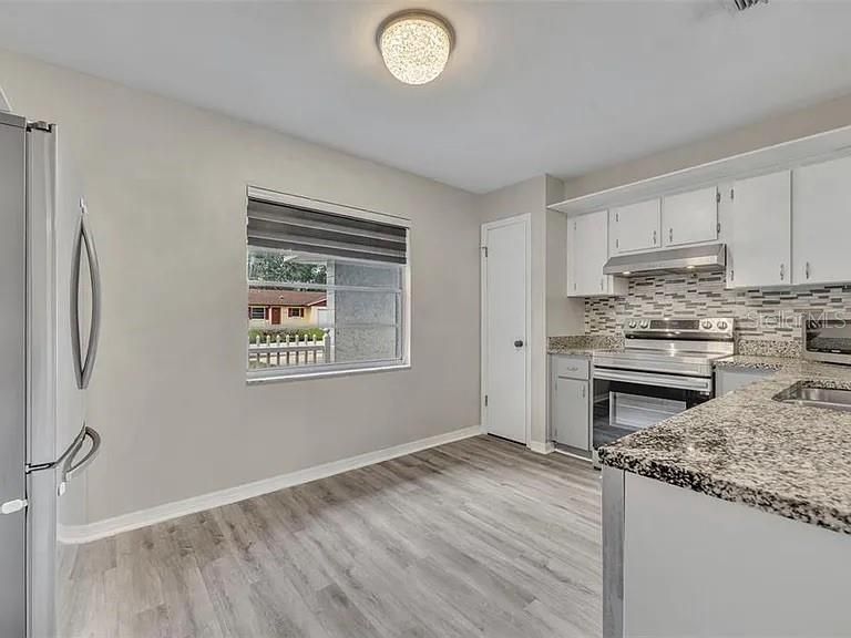 Interior, Kitchen, Stainless Steel Appliances, Wood Texture Flooring