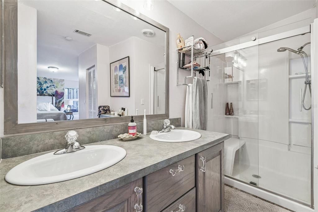 Bathroom, Dual Sink Vanities, Glass Shower, Interior