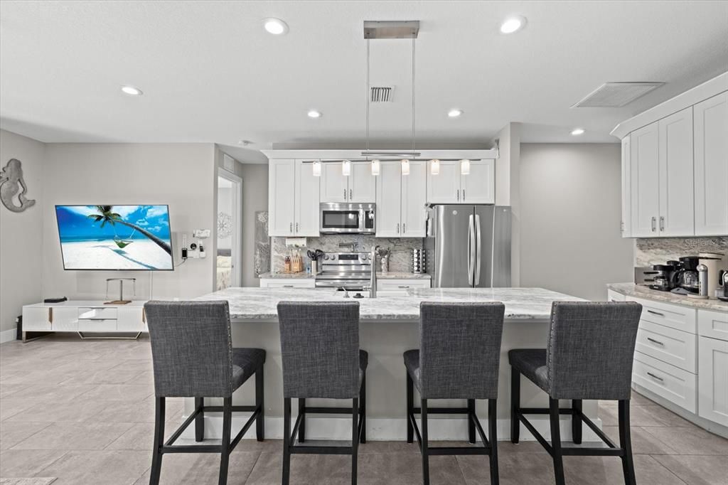 Interior, Kitchen, Pendant Lights, Recessed Lighting, Stainless Steel Appliances