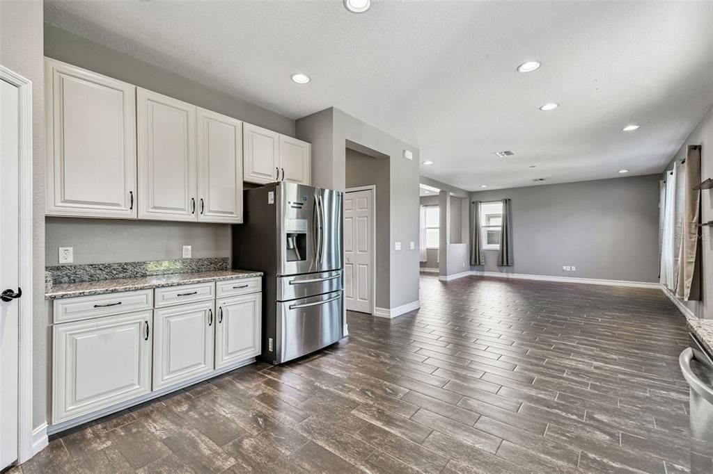 Interior, Kitchen, Recessed Lighting, Wood Texture Flooring