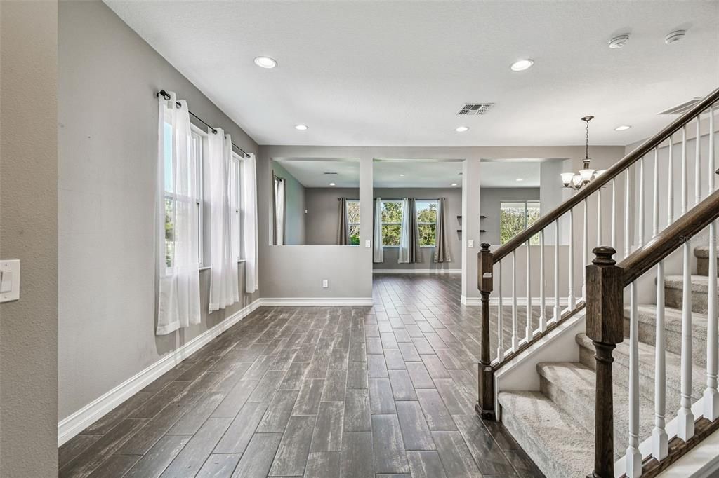 Chandelier, Interior, Recessed Lighting, Wood Texture Flooring