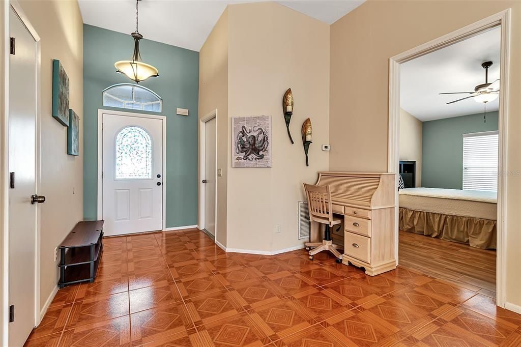 Home Office, Interior, Pendant Lights, Wood Texture Flooring