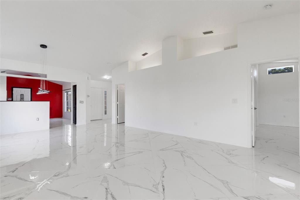 Empty room, Interior, Marble, Pendant Lights