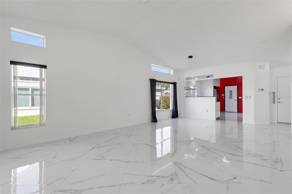 Empty room, Interior, Marble, Pendant Lights