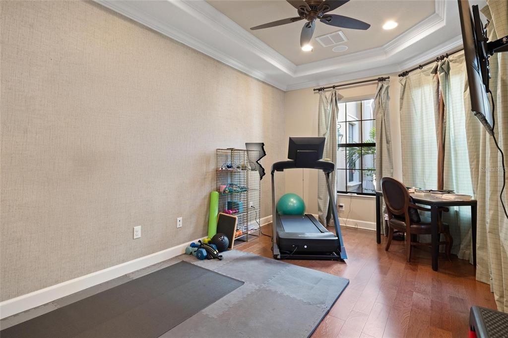 Fitness Equipment, Interior, Recessed Lighting, Wood Texture Flooring