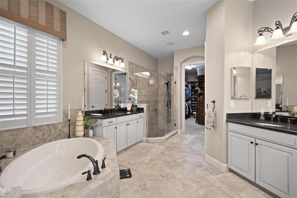 Bathroom, Dual Sink Vanities, Glass Shower, Interior, Recessed Lighting