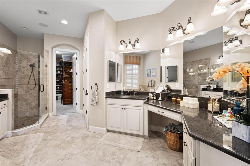 Bathroom, Dual Sink Vanities, Glass Shower, Interior, Recessed Lighting