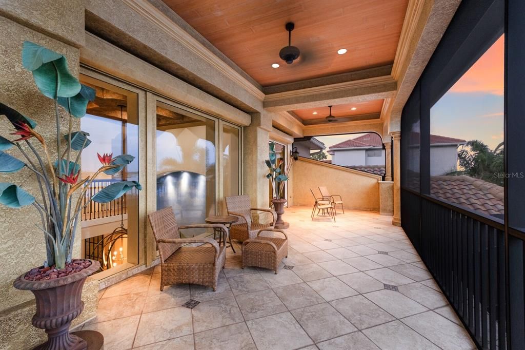 Fireplace, Interior, Recessed Lighting, Wooden Ceilings