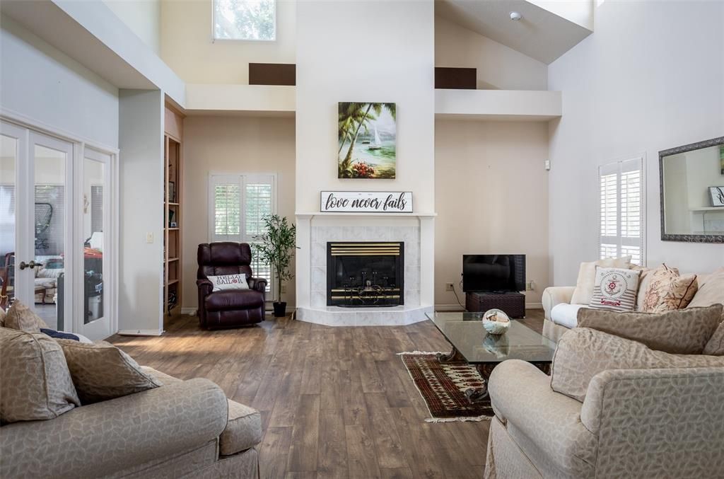 Fireplace, Interior, Living room, Wood Texture Flooring