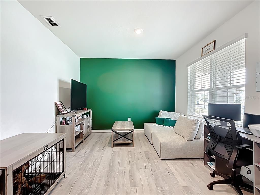 Home Office, Interior, Recessed Lighting, Wood Texture Flooring