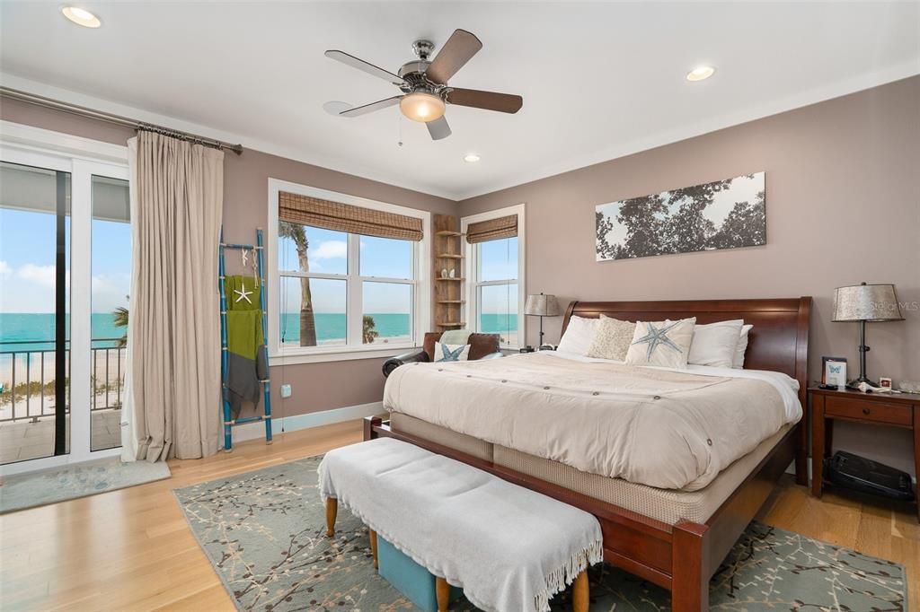 Bedroom, Interior, Recessed Lighting, Water, Wood Texture Flooring