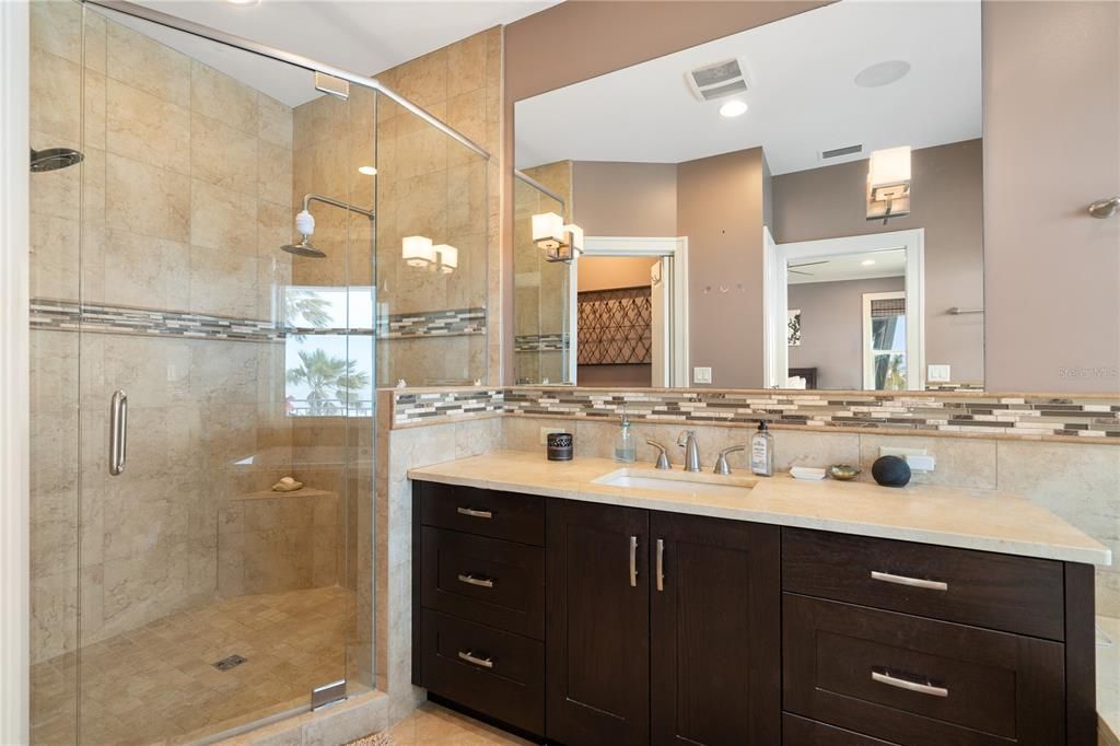 Bathroom, Glass Shower, Interior, Recessed Lighting