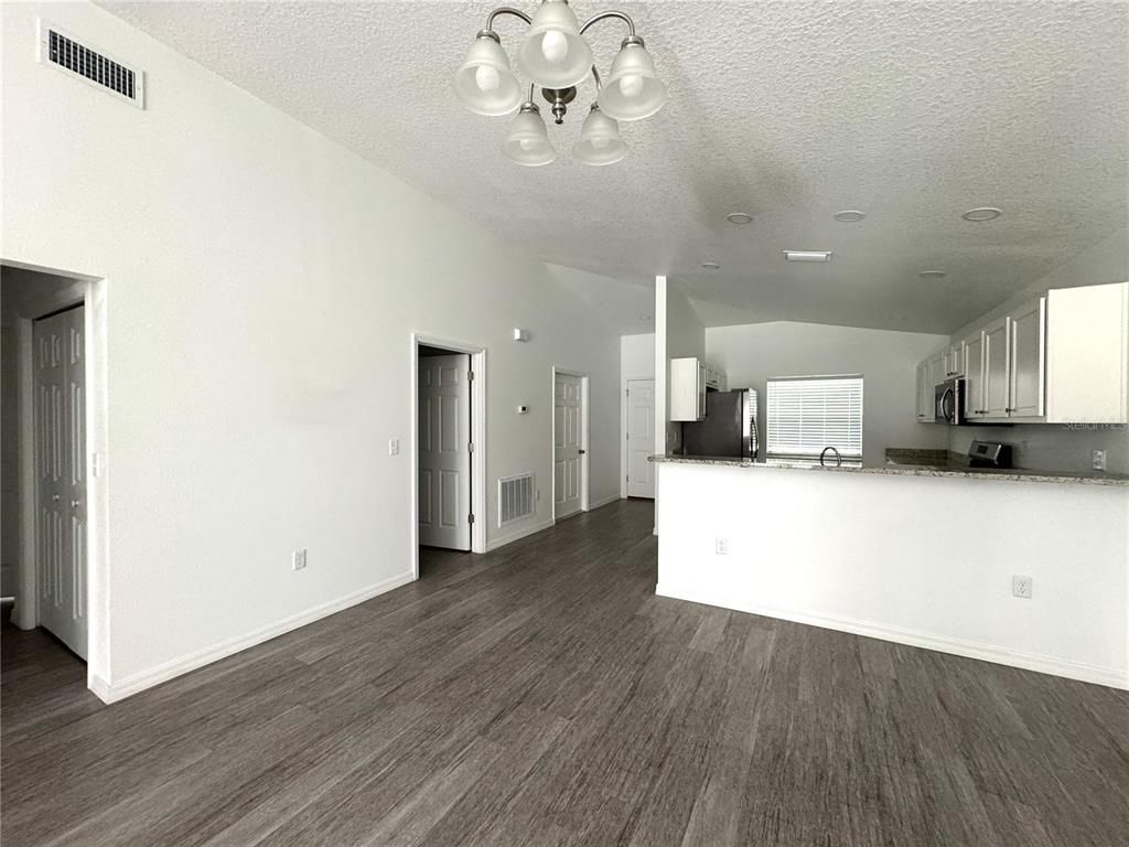 Interior, Kitchen, Recessed Lighting, Wood Texture Flooring