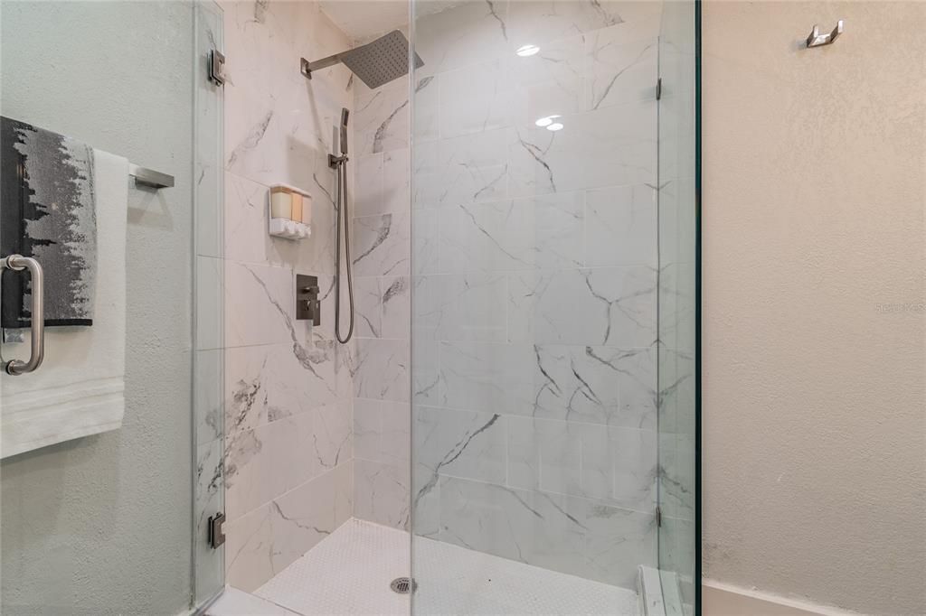 Bathroom, Glass Shower, Interior, Marble Walls