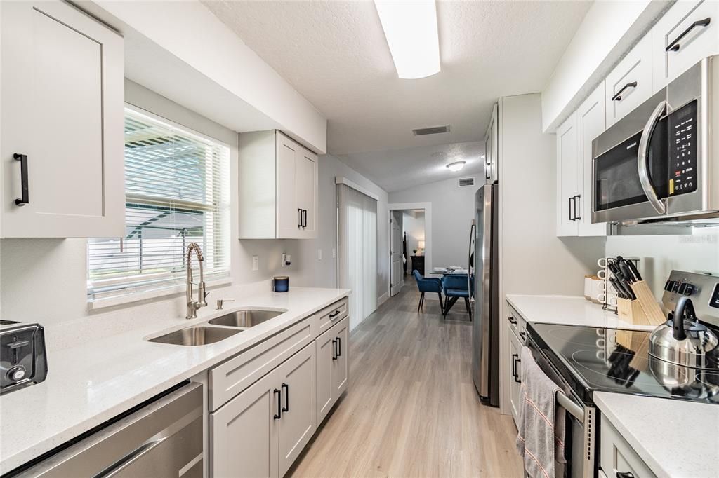 Interior, Kitchen, Stainless Steel Appliances, Wood Texture Flooring