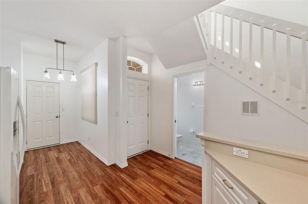 Interior, Marble, Pendant Lights, Wood Texture Flooring