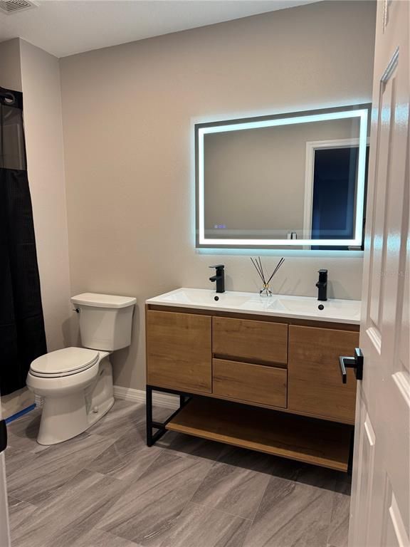 Bathroom, Dual Sink Vanities, Interior, Wood Texture Flooring