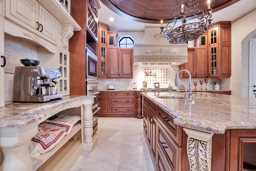 Chandelier, Interior, Kitchen, Recessed Lighting, Stainless Steel Appliances