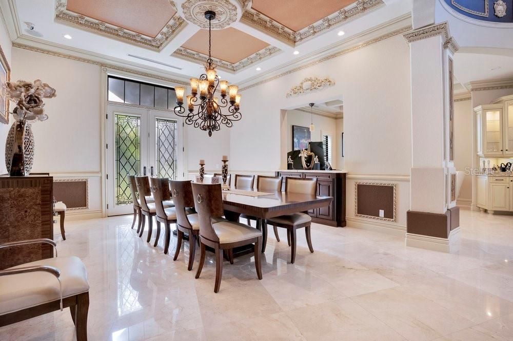 Chandelier, Dining room, Interior, Recessed Lighting