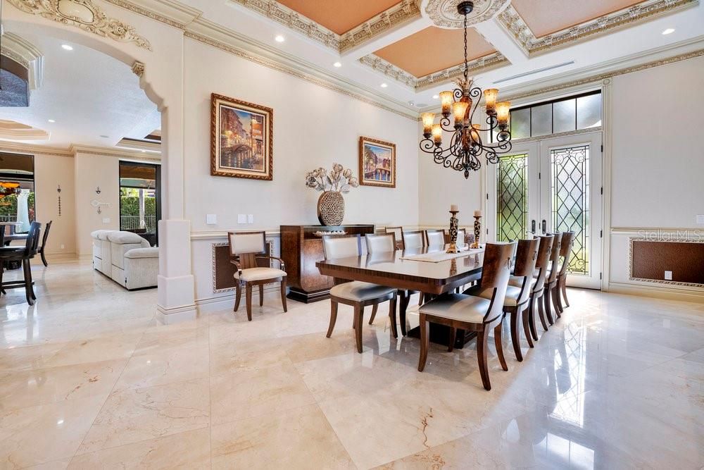 Chandelier, Dining room, Interior, Recessed Lighting