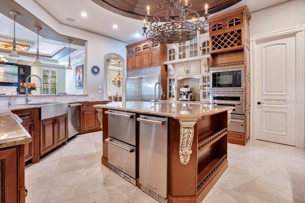 Chandelier, Interior, Kitchen, Pendant Lights, Recessed Lighting, Stainless Steel Appliances