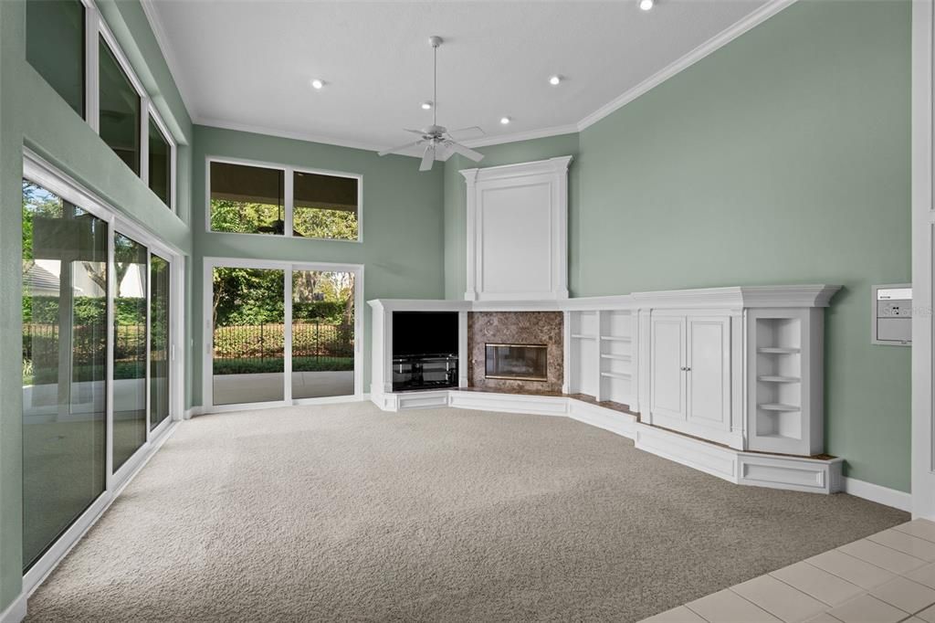 Empty room, Fireplace, Interior, Recessed Lighting