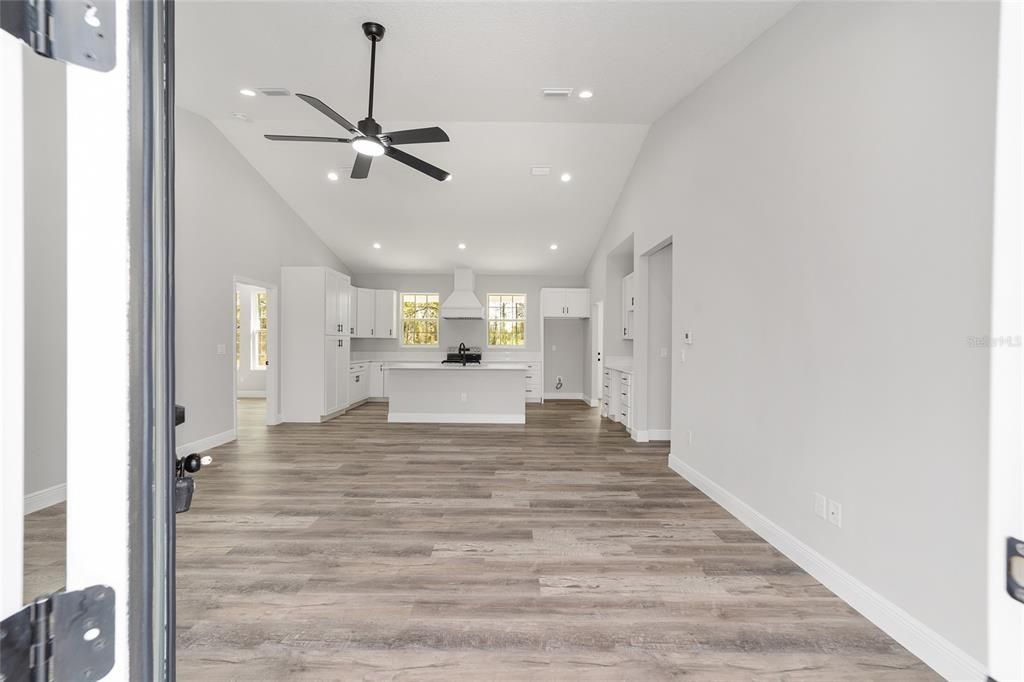 Interior, Kitchen, Recessed Lighting, Wood Texture Flooring