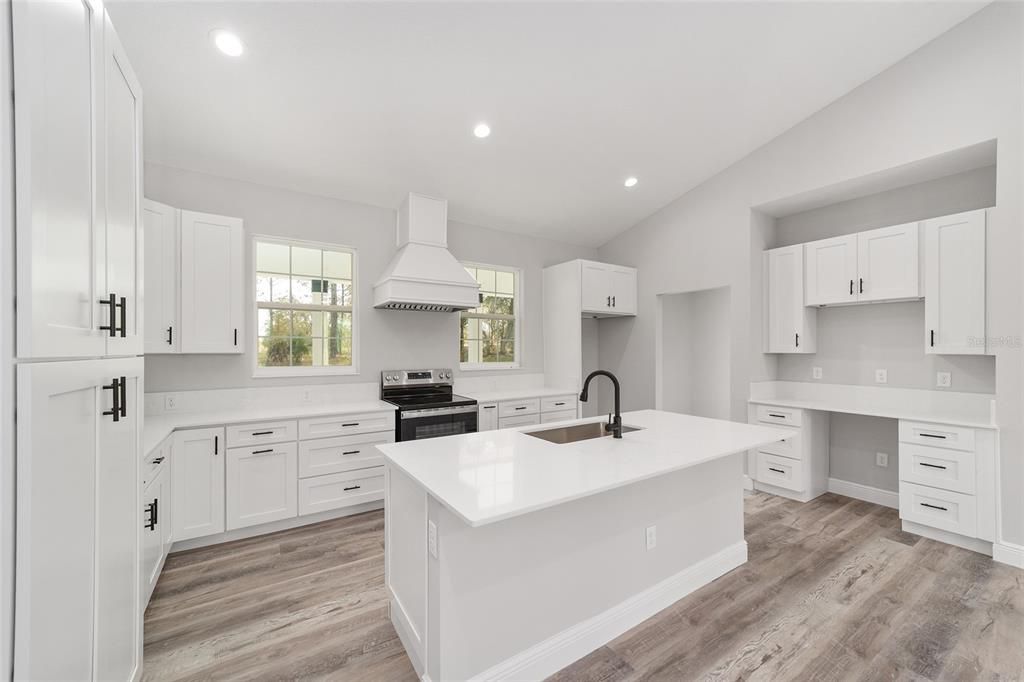 Interior, Kitchen, Recessed Lighting, Wood Texture Flooring
