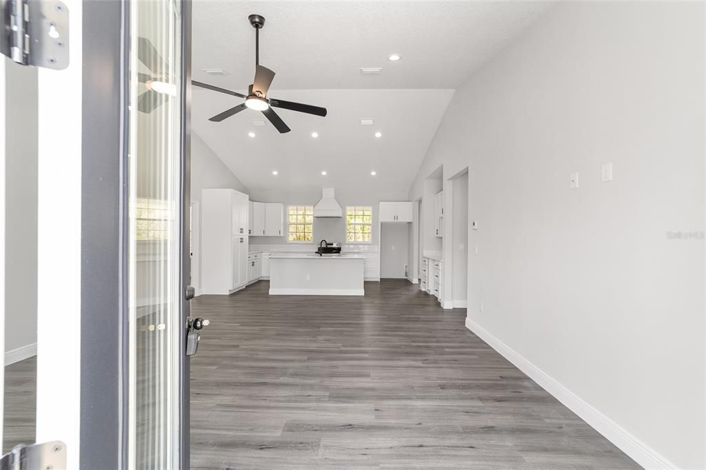 Interior, Kitchen, Recessed Lighting, Wood Texture Flooring