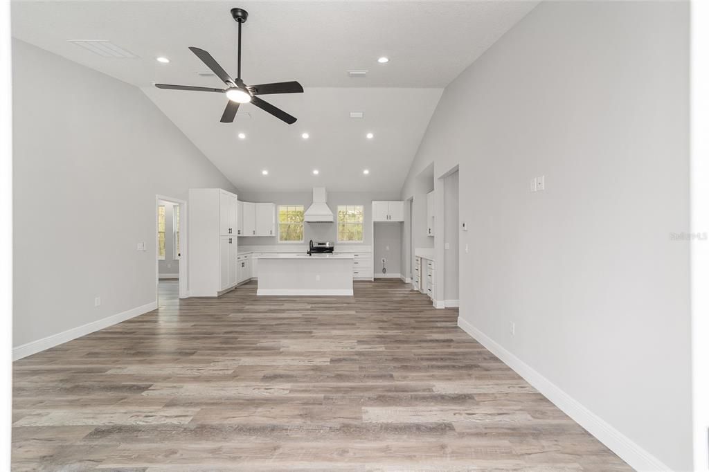 Interior, Kitchen, Recessed Lighting, Wood Texture Flooring
