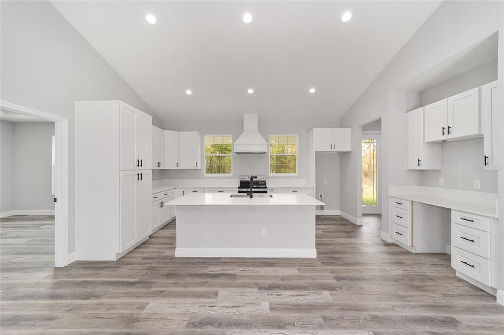 Interior, Kitchen, Recessed Lighting, Wood Texture Flooring