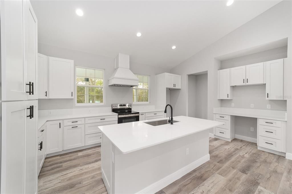 Interior, Kitchen, Recessed Lighting, Wood Texture Flooring