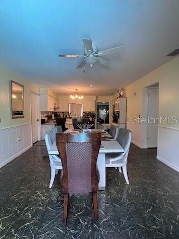 Chandelier, Dining room, Interior, Kitchen, Stainless Steel Appliances