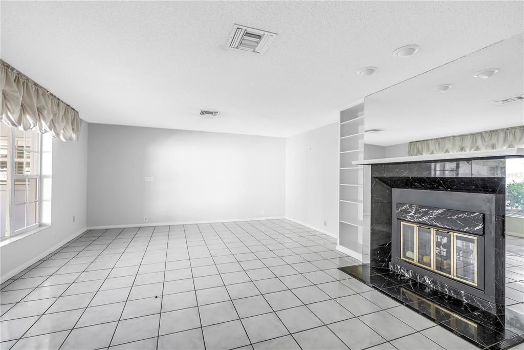 Empty room, Fireplace, Interior, Recessed Lighting