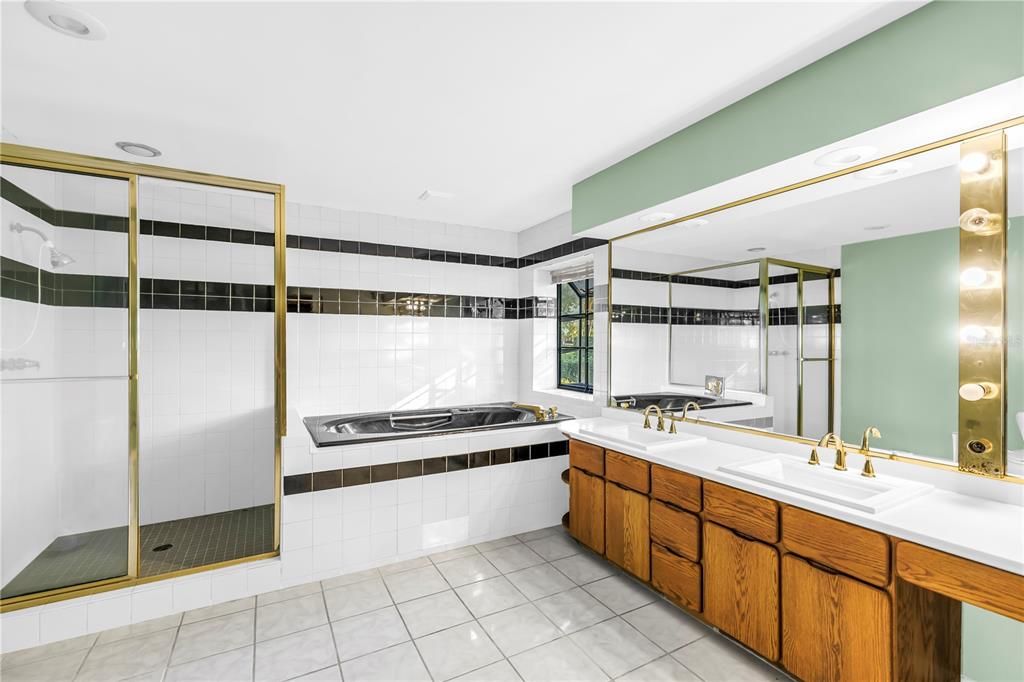 Bathroom, Dual Sink Vanities, Glass Shower, Interior, Recessed Lighting