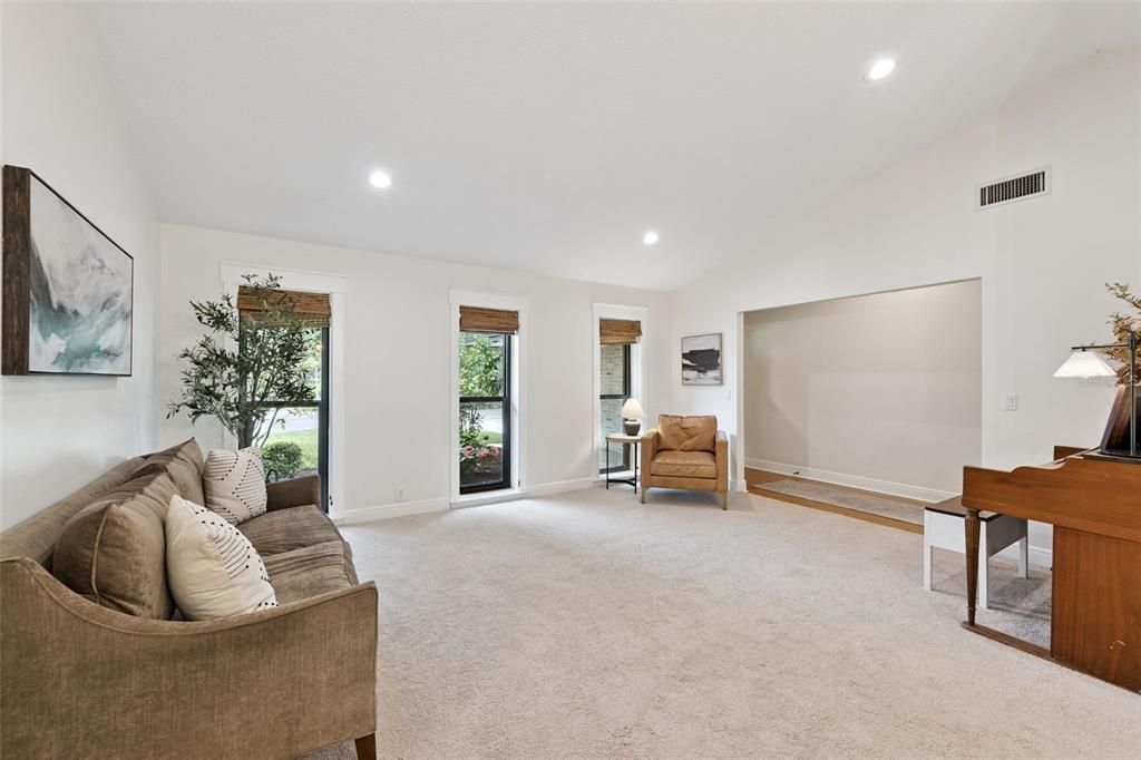 Interior, Living room, Piano, Recessed Lighting