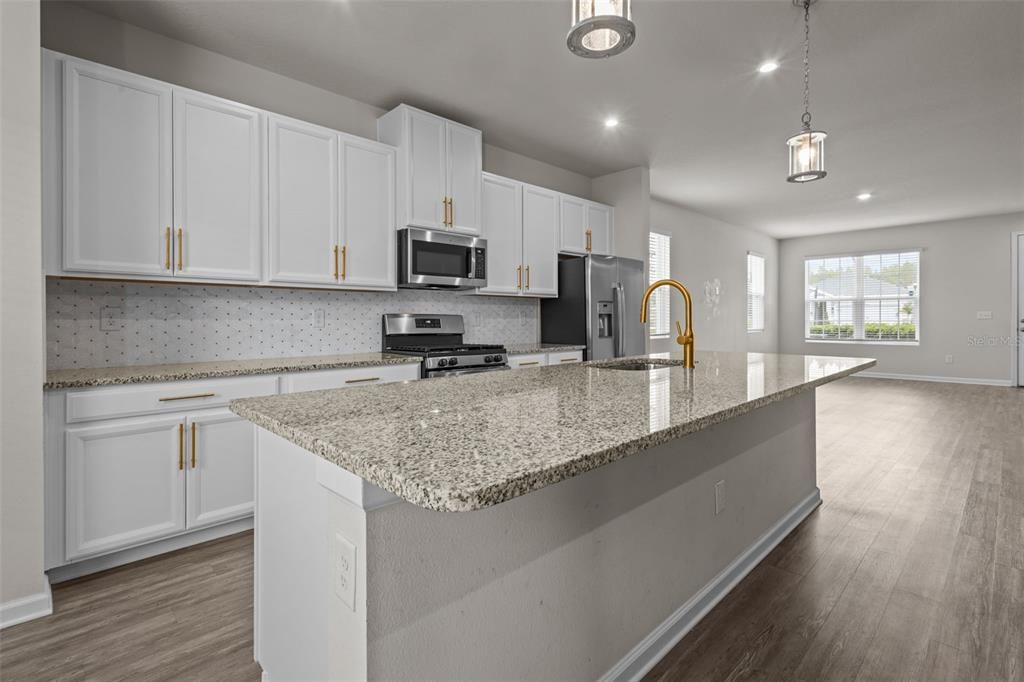 Interior, Kitchen, Pendant Lights, Recessed Lighting, Wood Texture Flooring