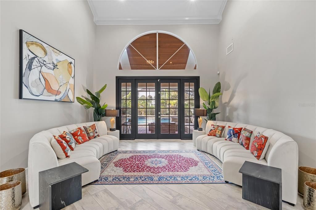 Interior, Living room, Recessed Lighting, Wood Texture Flooring