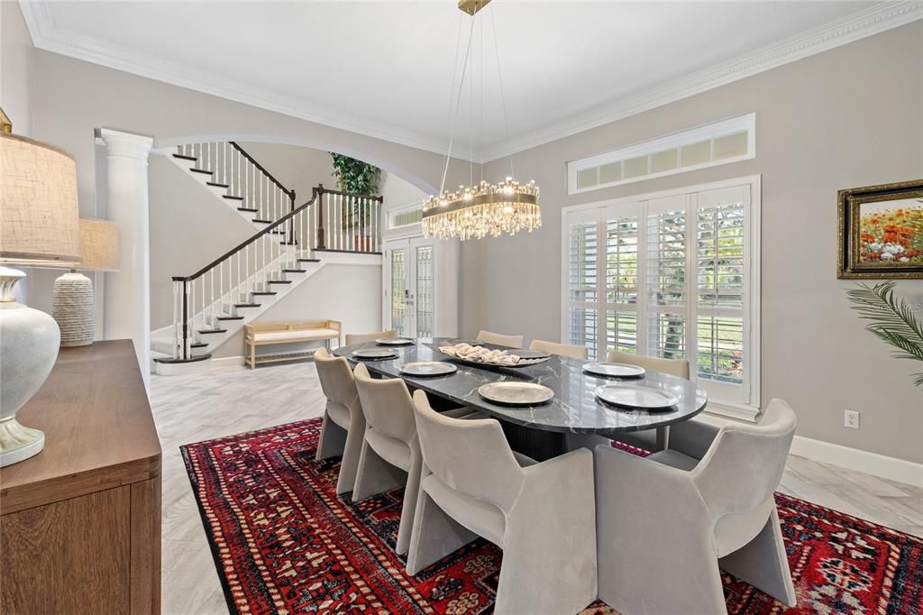 Chandelier, Dining room, Interior, Marble, Pendant Lights
