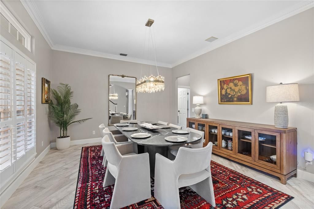 Chandelier, Dining room, Interior, Pendant Lights, Wood Texture Flooring