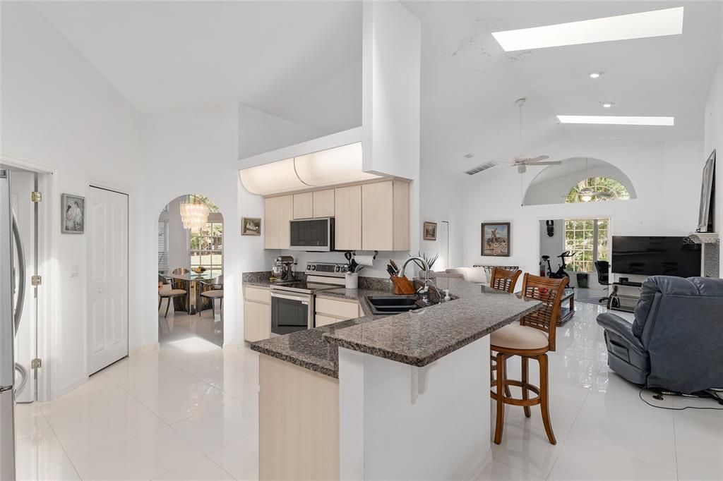 Dining room, Interior, Kitchen, Living room, Recessed Lighting, Stainless Steel Appliances